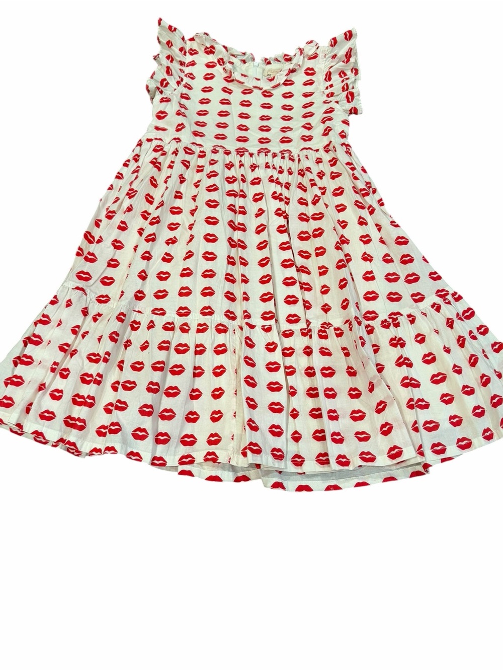NWOT, Pink Chicken, Girl’s Off-White Sundress with Red Lips, Size 10